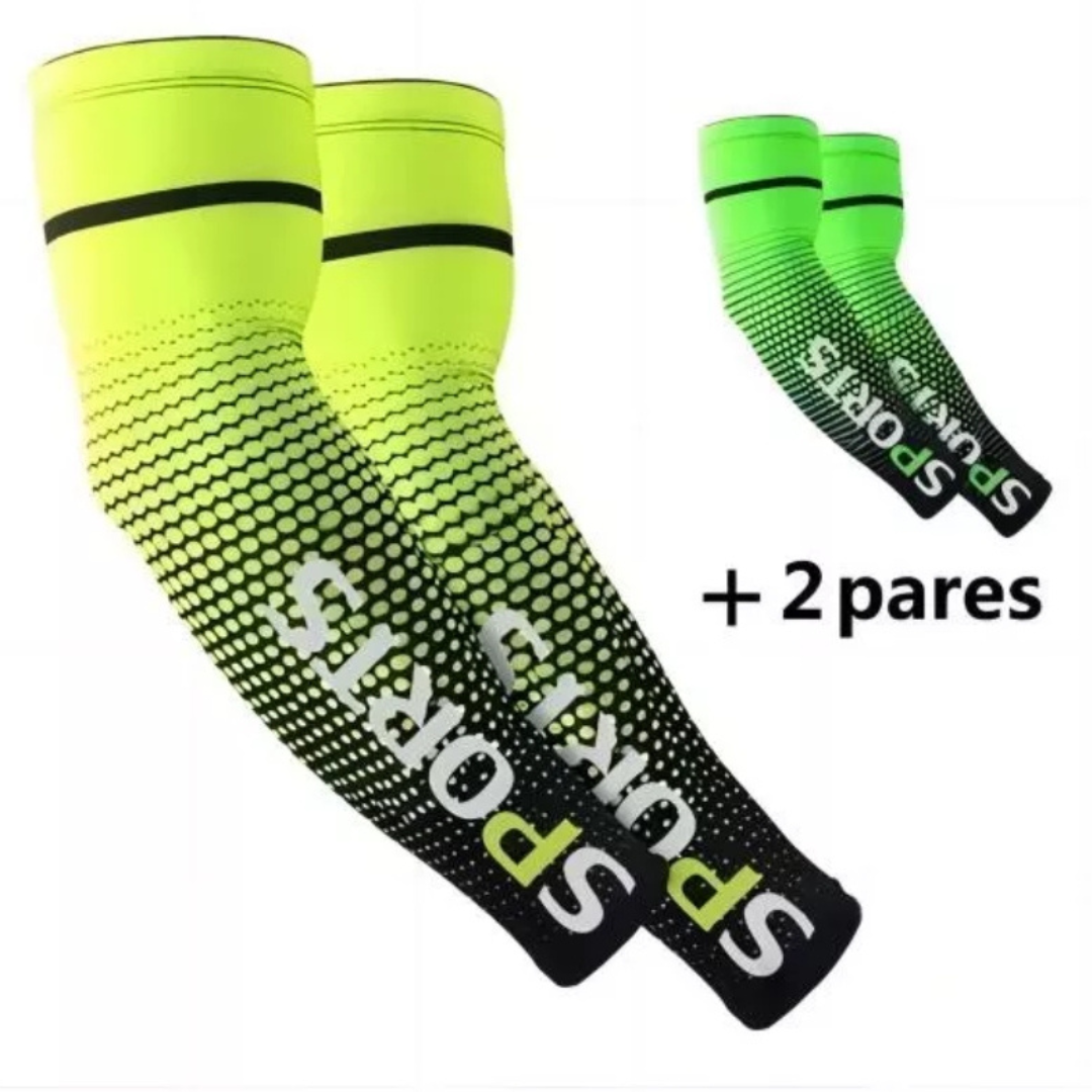 Mangas de compresión y protección (verde y amarillo)