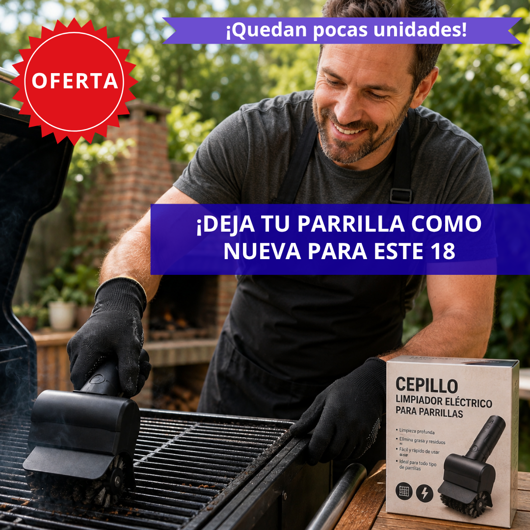 ¡OFERTA 50% OFF! Cepillo eléctrico limpia parrilla